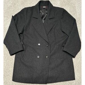 Stephanie Matthews Womens Double Breasted Wool Coat Mid Length Vintage Size 16